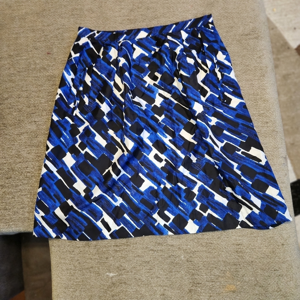 MICHAEL Michael Kors Blue and Black Graphic A-Line Skirt